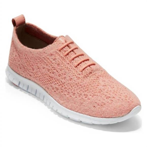 NEW COLE HAAN women's zerogrand stitchlite wool oxford sneakers in coral almond - Picture 1 of 5